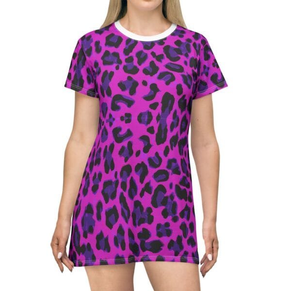 Purple Print women's T-Shirt Dress - Image 4