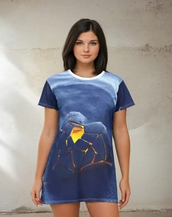 Blue Heart Women's T-Shirt Dress