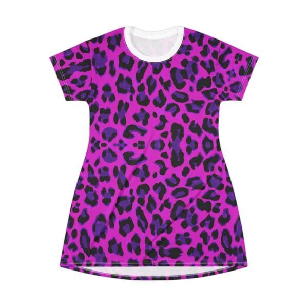 Purple Print women's T-Shirt Dress - Image 2